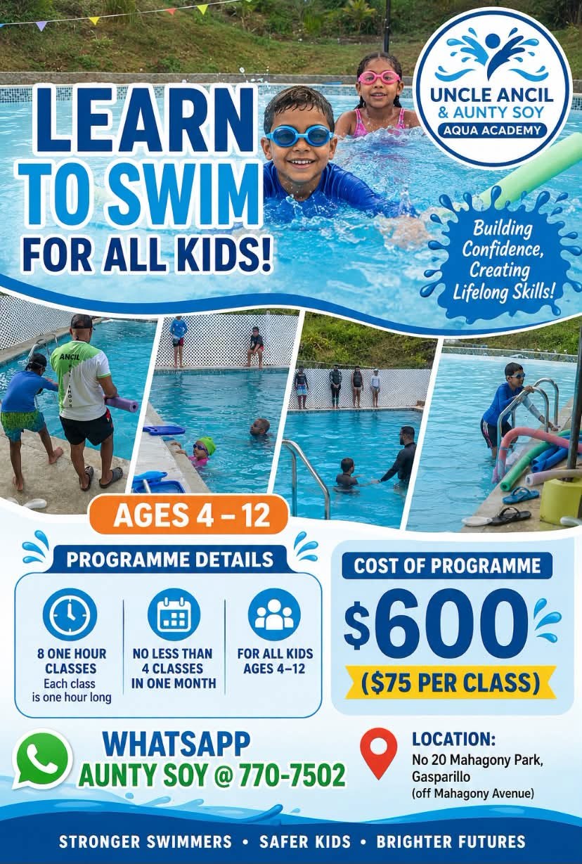 Children learning to swim